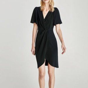 Zara dark green dress with knotted waist